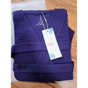Sioro Medium Women's Cotton Sleepware Robe Deep Purple  3/4 Sleeve